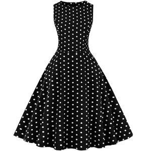 Women's Dress Retro Vintage Swing 1950's short sleeve polka dots print